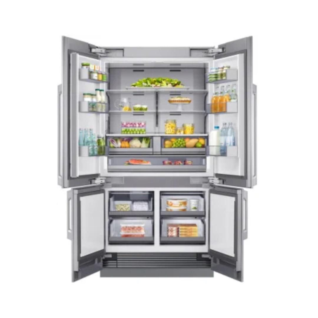 Dacor 42 Inch Built-In 4 Door French Door Refrigerator with 23.5 Cu. Ft. Total Capacity, Internal Water Dispenser, Ice Maker, Triple Cooling, FreshZone™ Plus Compartment, FreshZone™ Drawer, Sabbath Mode, and ENERGY STAR "DRF425300AP"