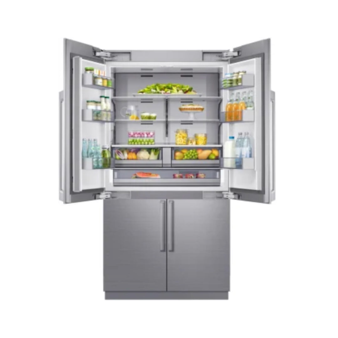 Dacor 42 Inch Built-In 4 Door French Door Refrigerator with 23.5 Cu. Ft. Total Capacity, Internal Water Dispenser, Ice Maker, Triple Cooling, FreshZone™ Plus Compartment, FreshZone™ Drawer, Sabbath Mode, and ENERGY STAR "DRF425300AP"