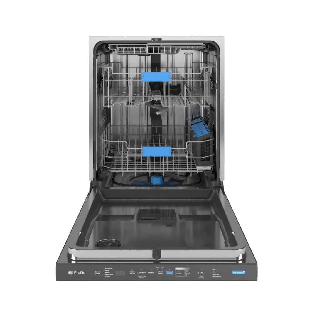 GE 24 Inch Fully Integrated Smart Dishwasher with 16 Place Settings, 39 dBA, 6 Wash Cycles, 15 Wash Options, 3rd Rack + Caddy, Dry Boost™, Steam+Sani, Microban™ Protection "PDP795SYVFS"